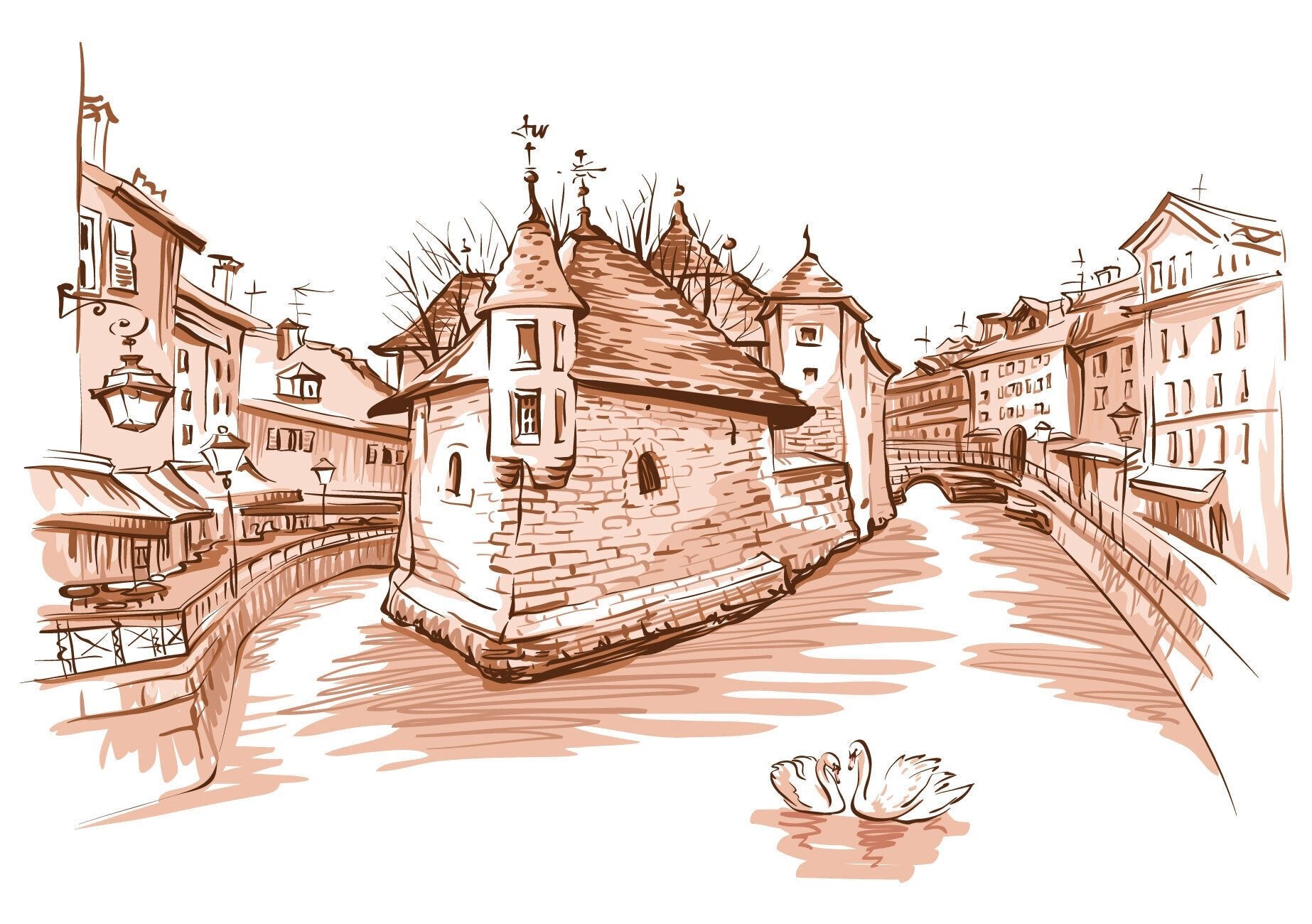 Papier peint Venise des Alpes terracotta, XXL, tendance