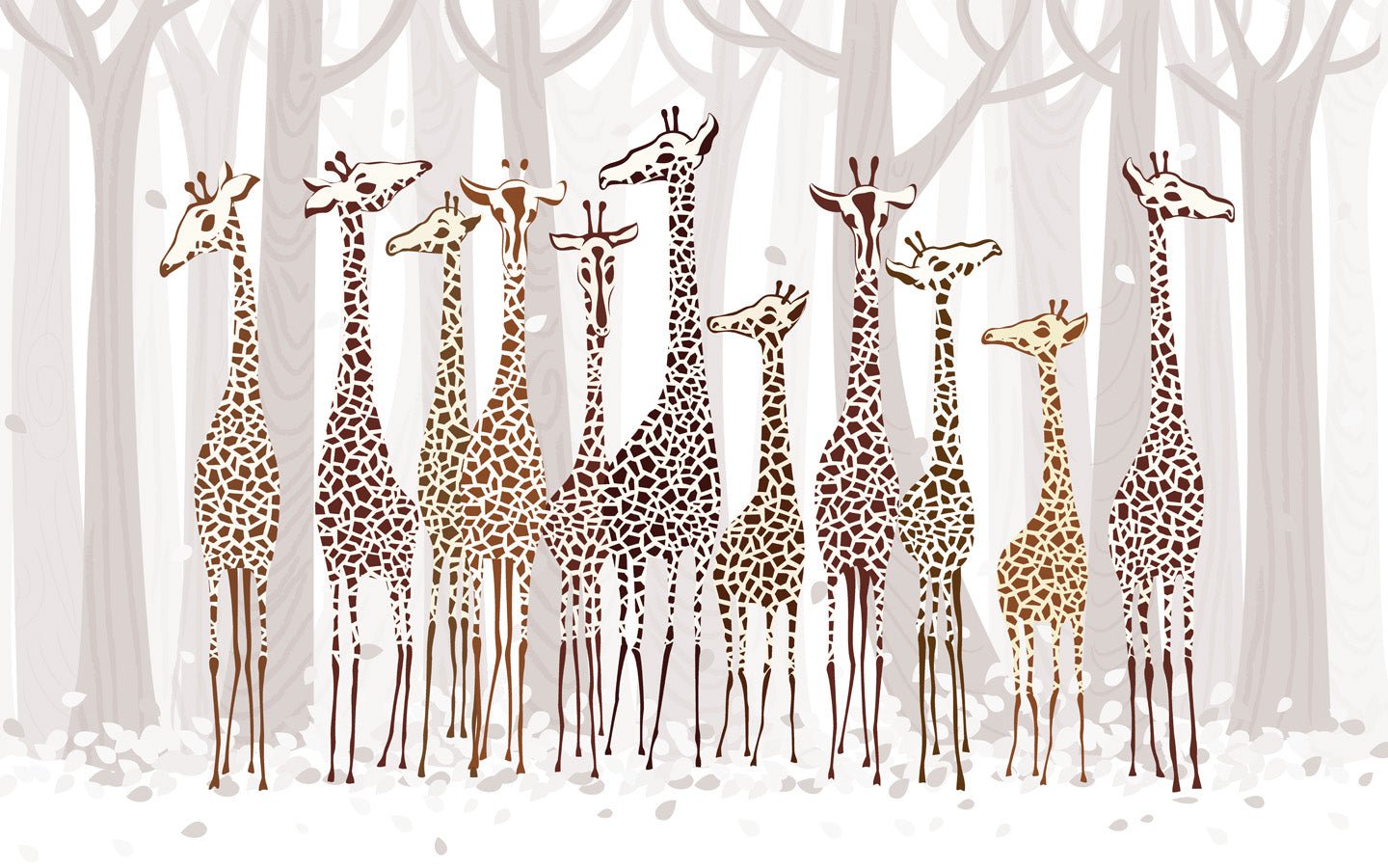 Papier peint Élégantes Girafes, mural concept, tendance