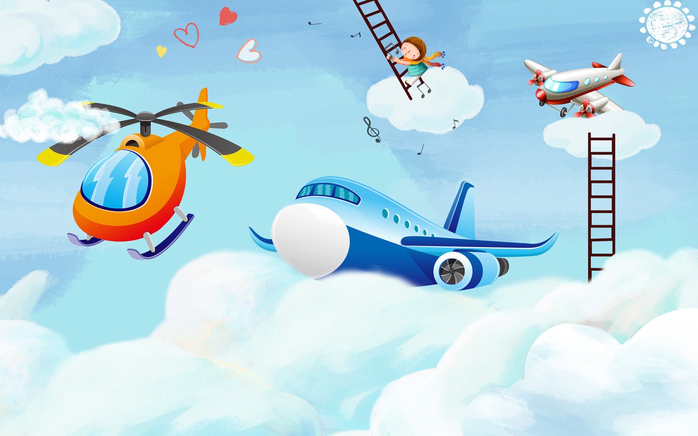 Papier peint Funny Plane, mural concept, tendance
