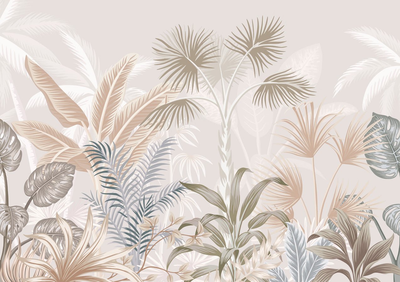 Papier peint panoramique jungle terracotta, mural concept, tendance