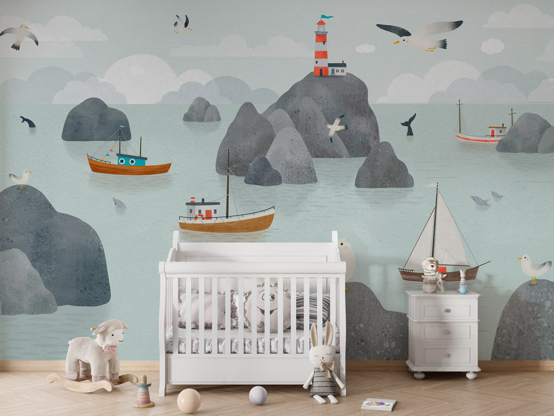 Papier peint enfant - Histoires en bord de mer - Muralconcept