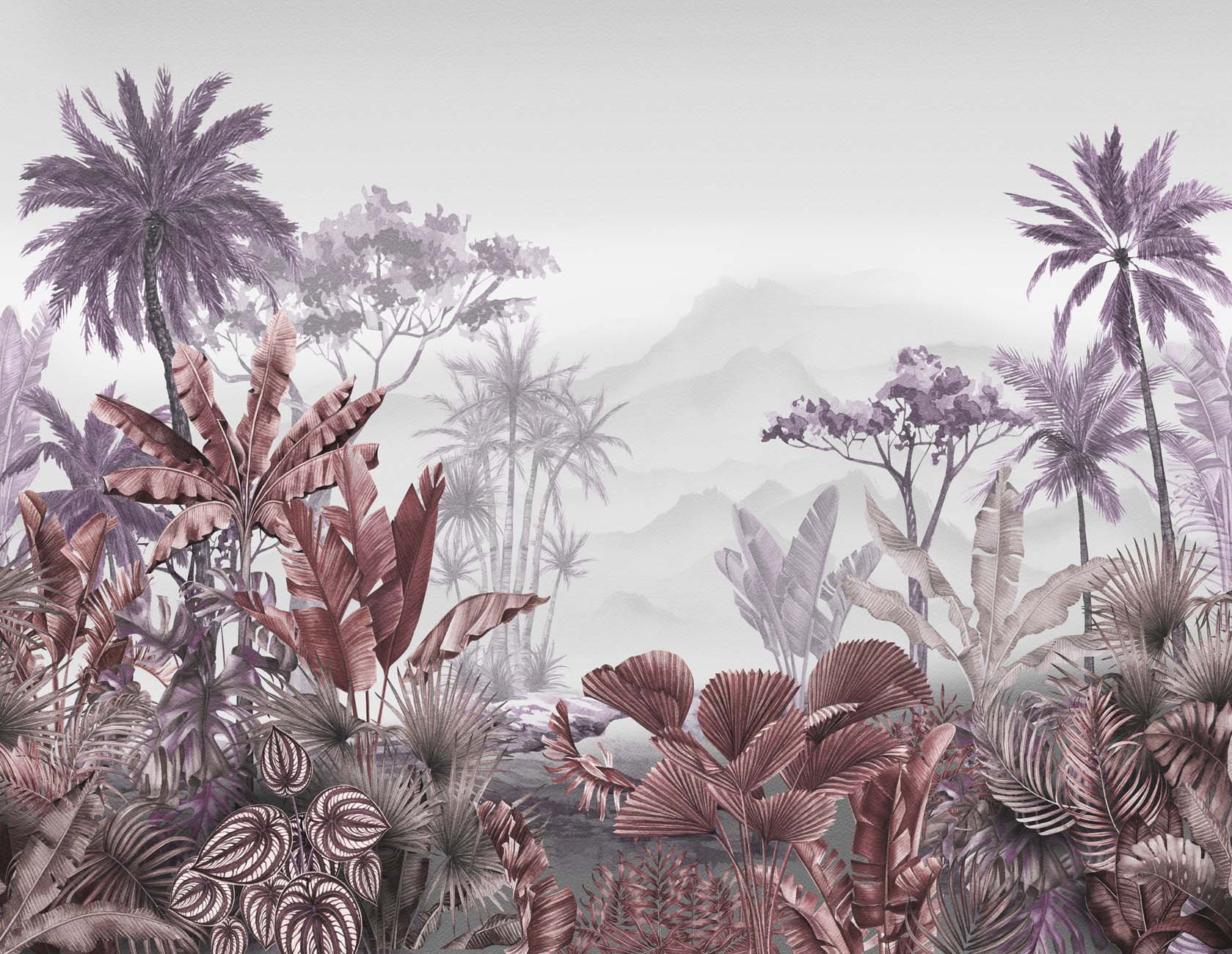 Papier peint tendance tropical violet, XXL, tendance