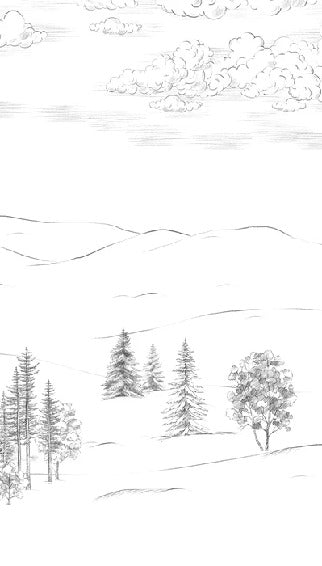 Papier peint montagne esquisse de Cimes, XXL, tendance