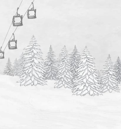 Papier peint montagne télécabine noir & blanc, XXL, tendance