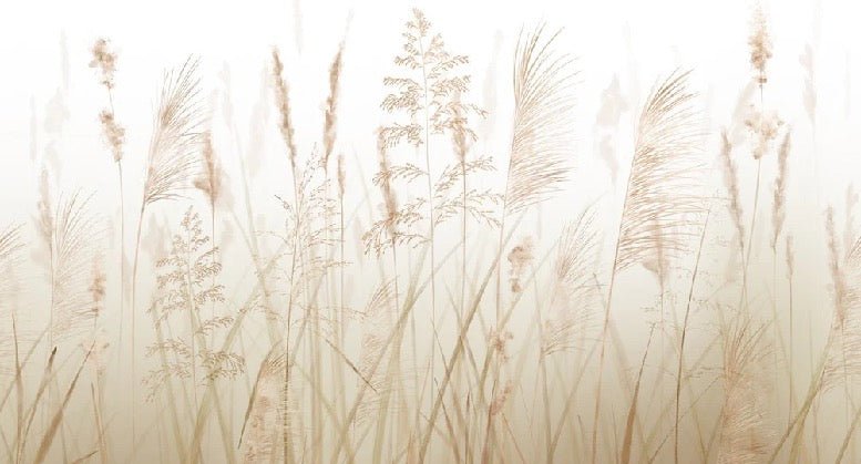 Papier peint toilette fleur des champs de blé beige, XXL, tendance