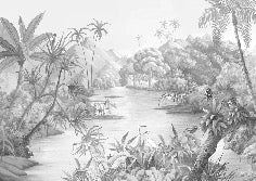 Picturesque jungle panoramic wallpaper