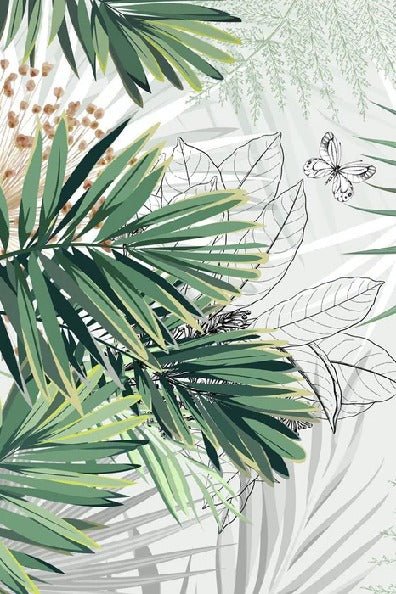 Papier peint panoramique nature green palm, XXL, tendance