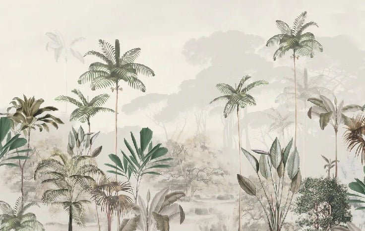 Panoramic jungle eden green wallpaper