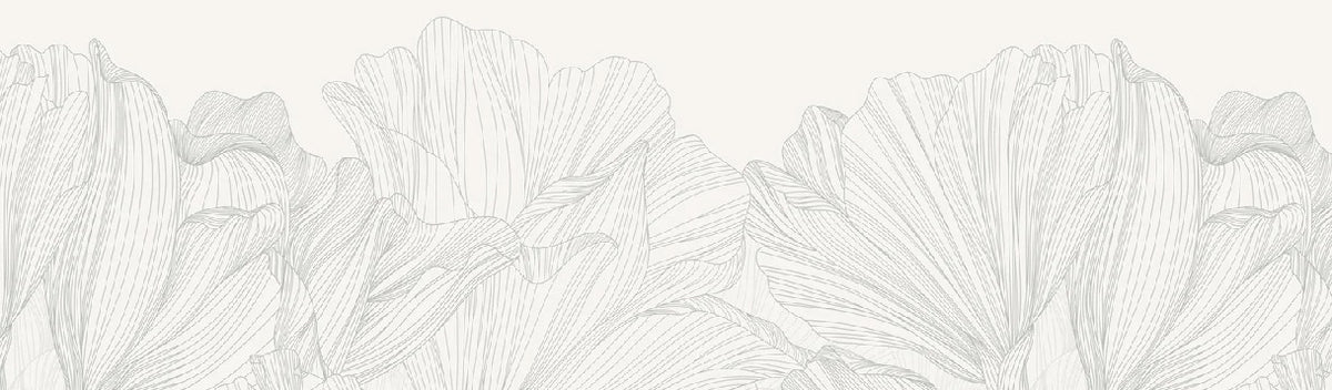 Papier peint panoramique gris et blanc valse des fleurs