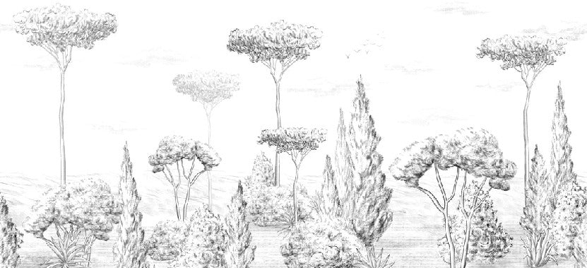 Papier peint panoramique forêt antique, XXL, tendance