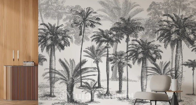 Papier peint Jungle Black & White, XXL, tendance