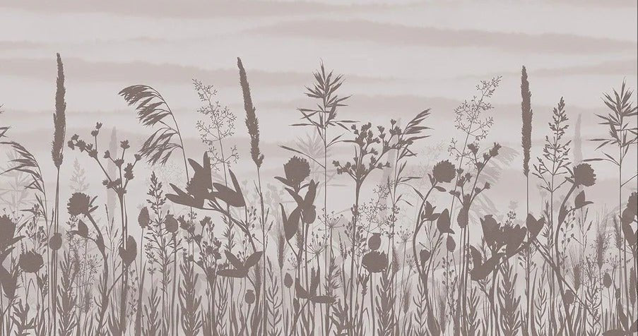 Papel pintado ramita panorámica monocroma, XXL, tendance