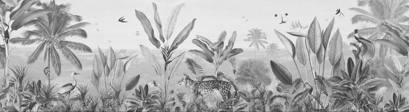 Papier peint mirage tropical noir et blanc, XXL, tendance