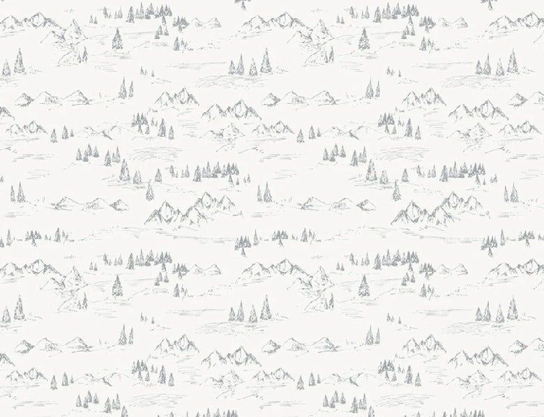 Mountain and fir tree illustration wallpaper