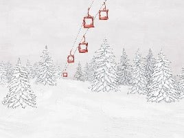 Carta da parati rossa per gondola di montagna