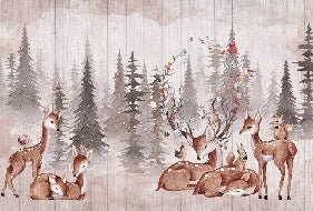 Papier peint chambre enfant douces biches, XXL, tendance