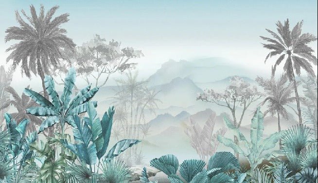 Papier peint tendance tropical bleu, XXL, tendance