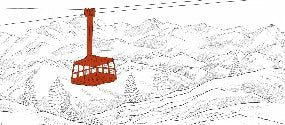 Sfondo rosso della funivia di La Plagne