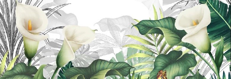 Papier peint salle de bain nature lys blanche