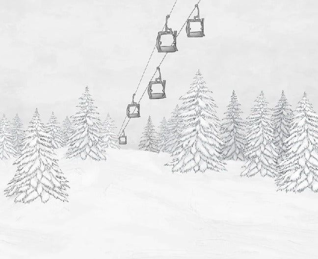 Carta da parati in bianco e nero per gondola di montagna