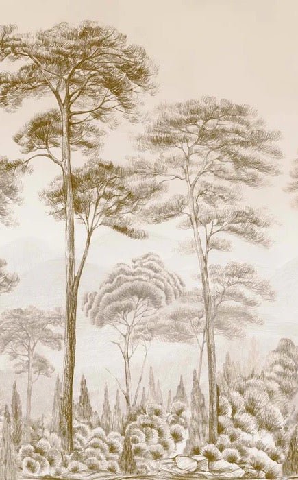 Papier peint nature pinède sépia, XXL, tendance