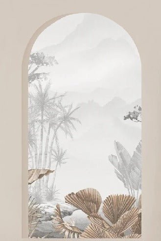 Sepia tropical arches wallpaper