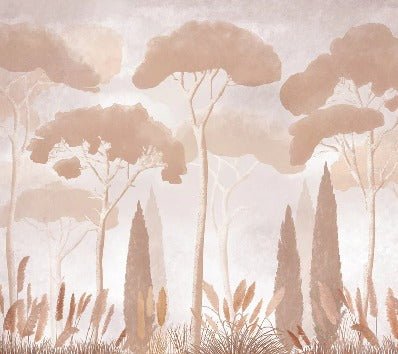 Papier peint sépia cyprès pins, XXL, tendance