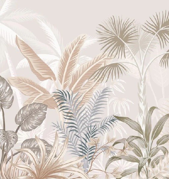 Papier peint panoramique jungle terracotta, mural concept, tendance