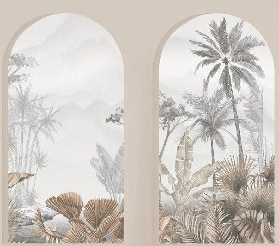 Sepia tropical arches wallpaper