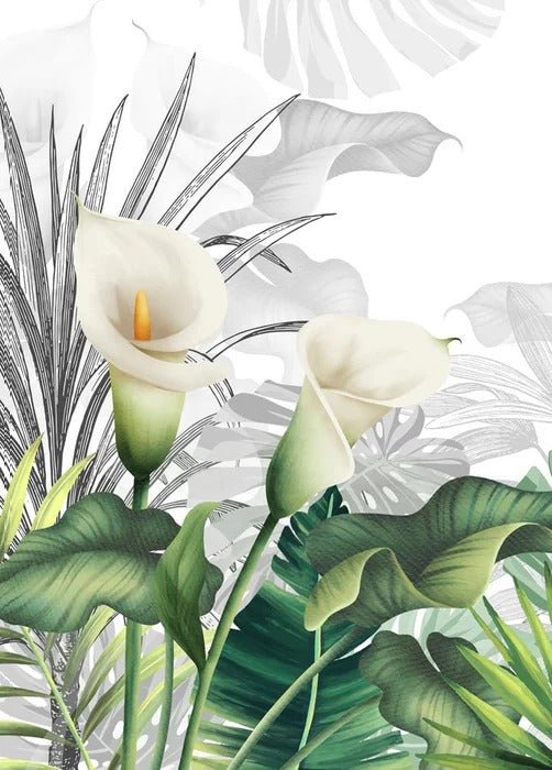 Papier peint salle de bain nature lys blanche