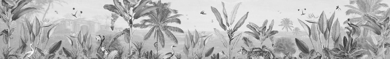 Papier peint mirage tropical noir et blanc, XXL, tendance