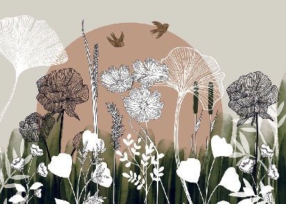 Papier peint panoramique illustration florale