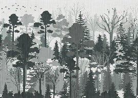 Papier peint panoramique nature forêt vert, XXL, tendance