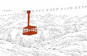 Sfondo rosso della funivia di La Plagne
