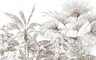 Papier peint tropical gravure monochrome, XXL, tendance