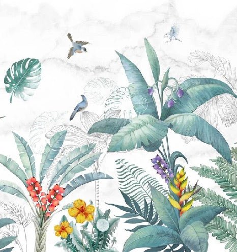 Papier peint wc Végétal & Bird, XXL, tendance