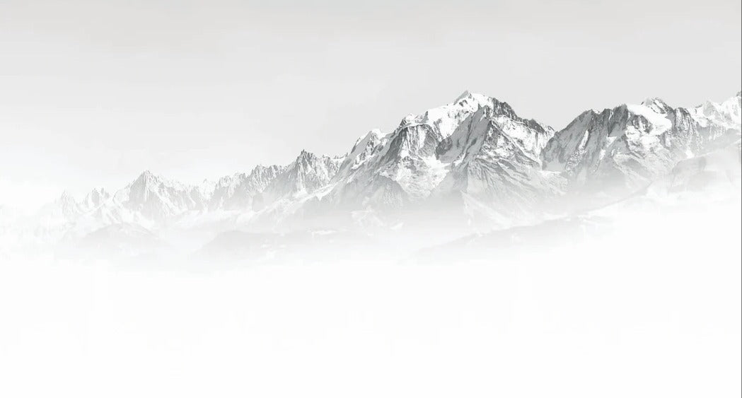Papier peint Mont Blanc dans la brume noir et blanc, XXL, tendance