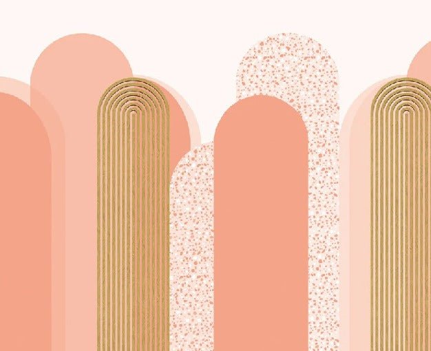 Papier peint Art déco graphique tendance rosé, XXL, tendance