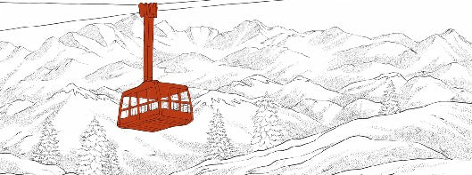 Sfondo rosso della funivia di La Plagne