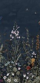 Papier peint panoramique bleu nuit floral