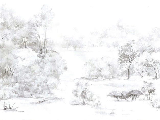 Papier peint forêt de pin aquarelle, XXL, tendance