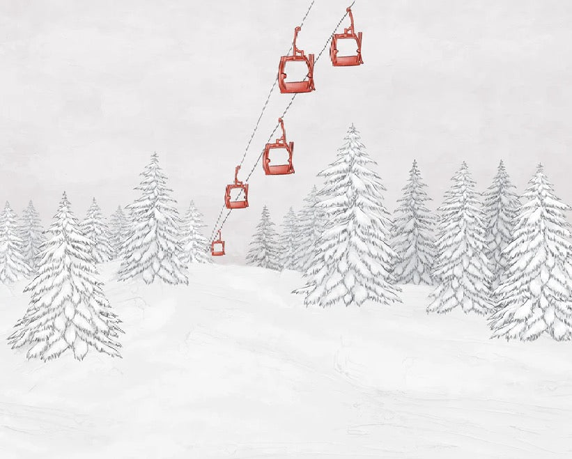 Carta da parati rossa per gondola di montagna
