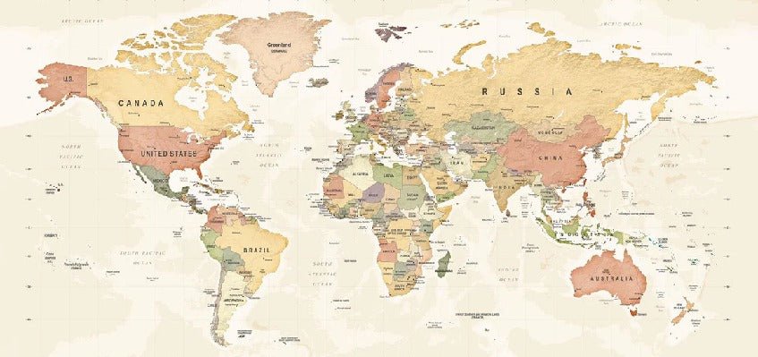 Papier peint panoramique carte du monde exploration