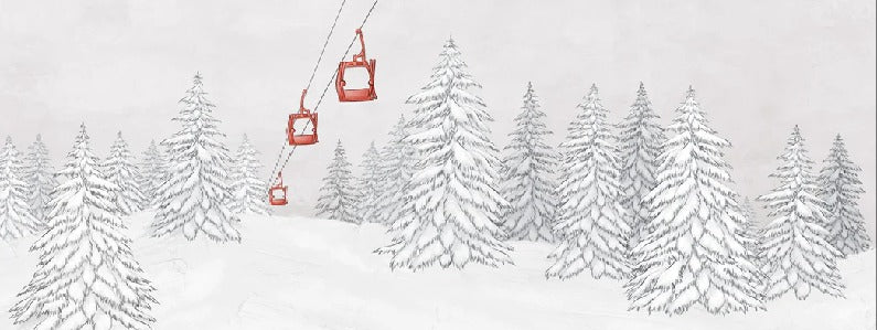 Carta da parati rossa per gondola di montagna