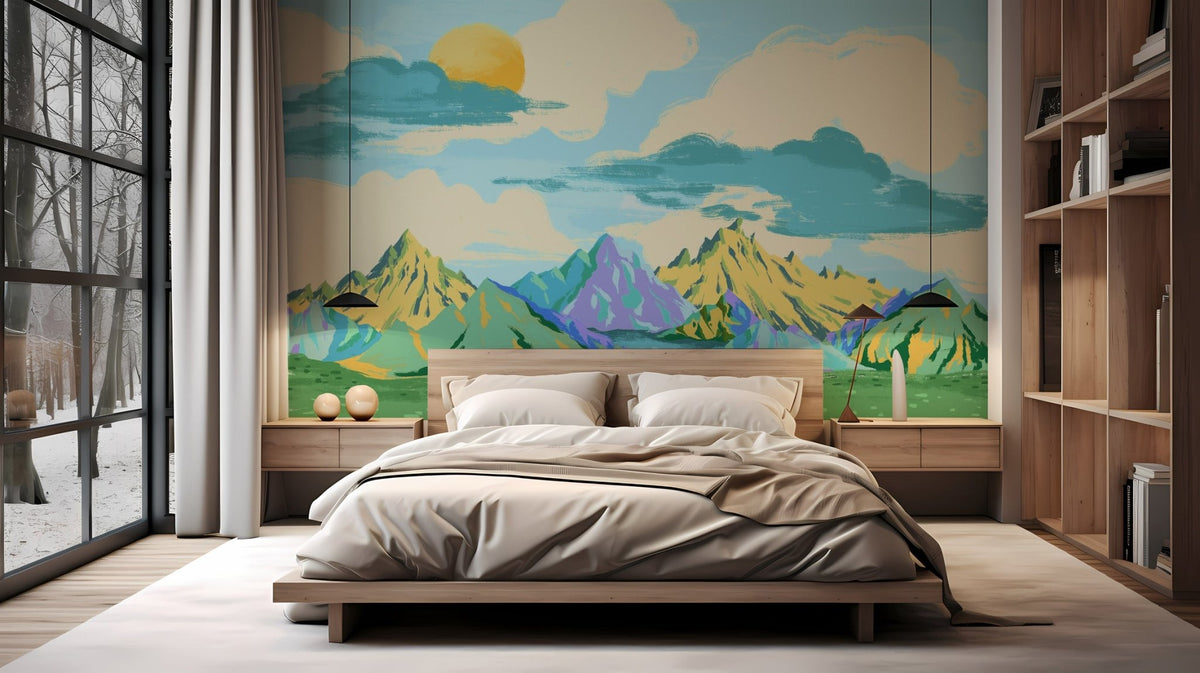 Children's wallpaper colorful mountains