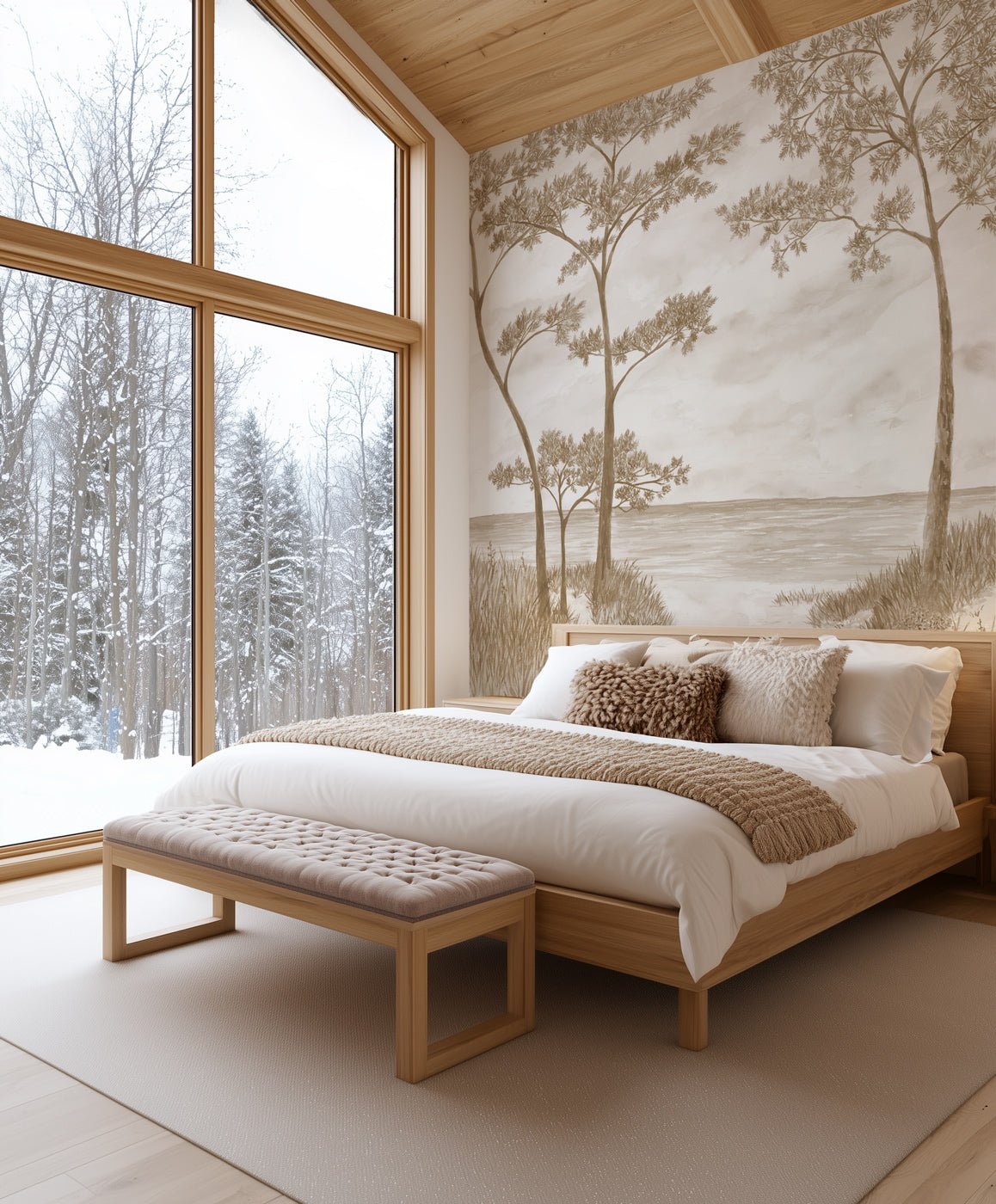 Papier peint Pins maritimes et dunes - Sépia, XXL, tendance