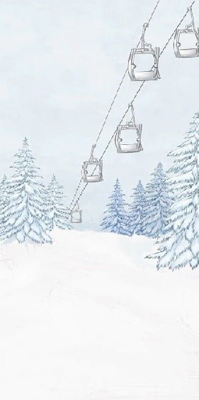 Carta da parati blu per gondola di montagna