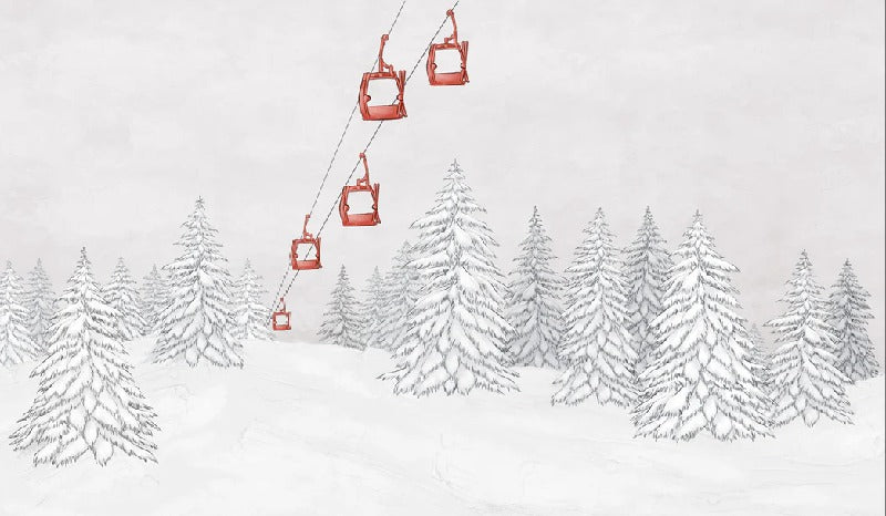 Carta da parati rossa per gondola di montagna