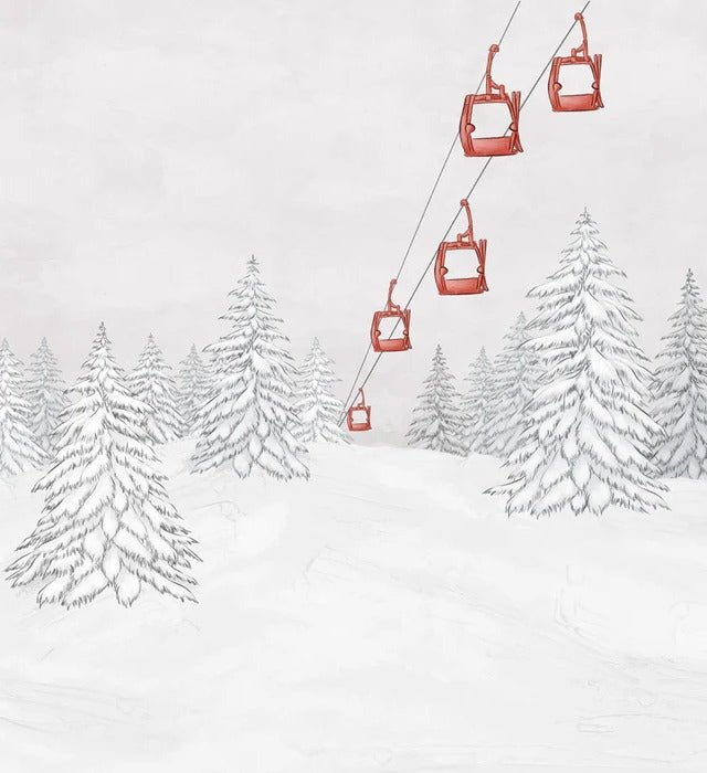 Carta da parati rossa per gondola di montagna