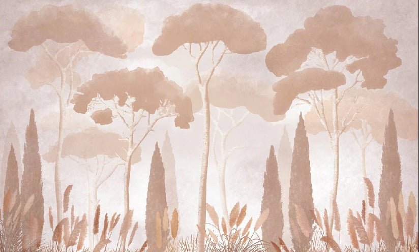 Papier peint sépia cyprès pins, XXL, tendance